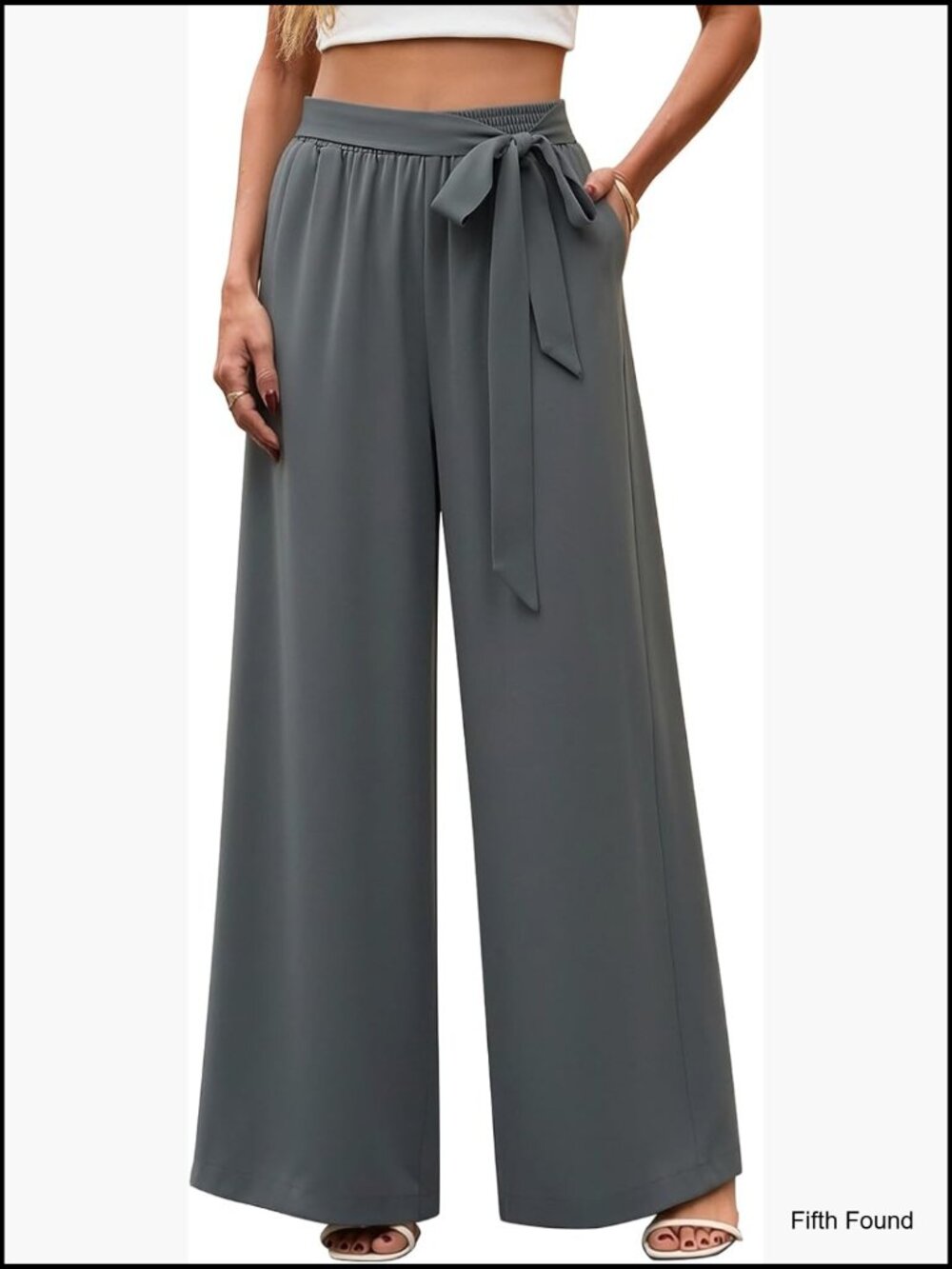 High Waisted Wide Leg Palazzo Trousers with Belt, Dressy Casual